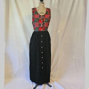 Vintage 1990s - 2000s Susan Bristol Plaid Corduroy Dress